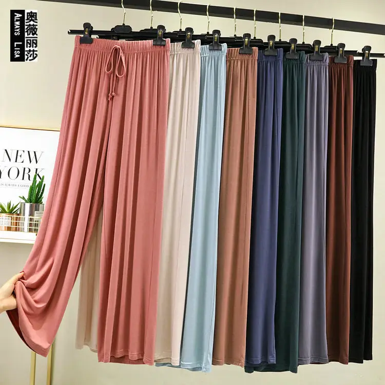 Women's Modal Wide-leg Pants Solid Color High Waist - Image 10