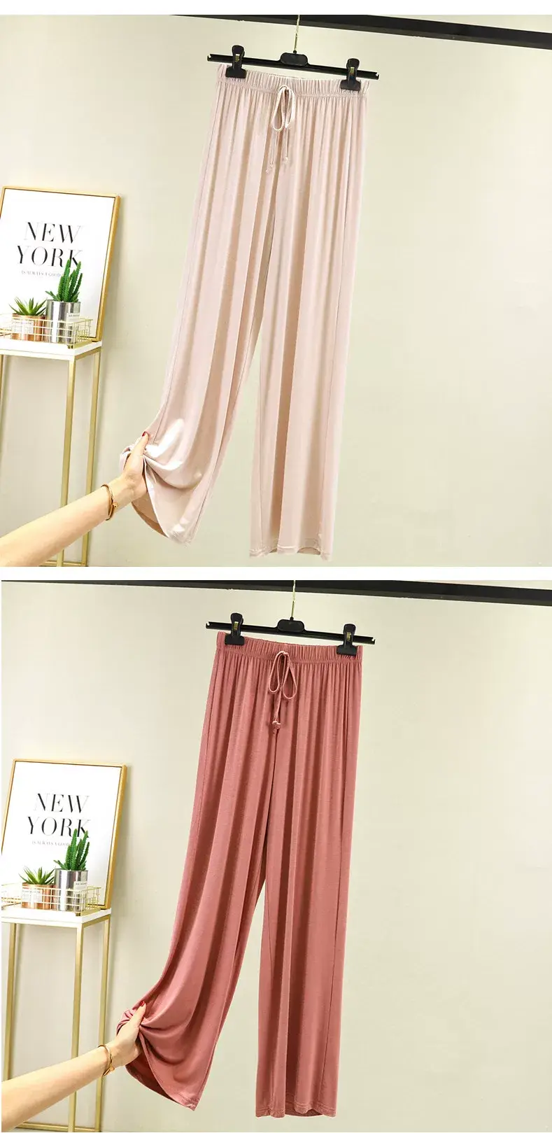 Women's Modal Wide-leg Pants Solid Color High Waist — feature 18
