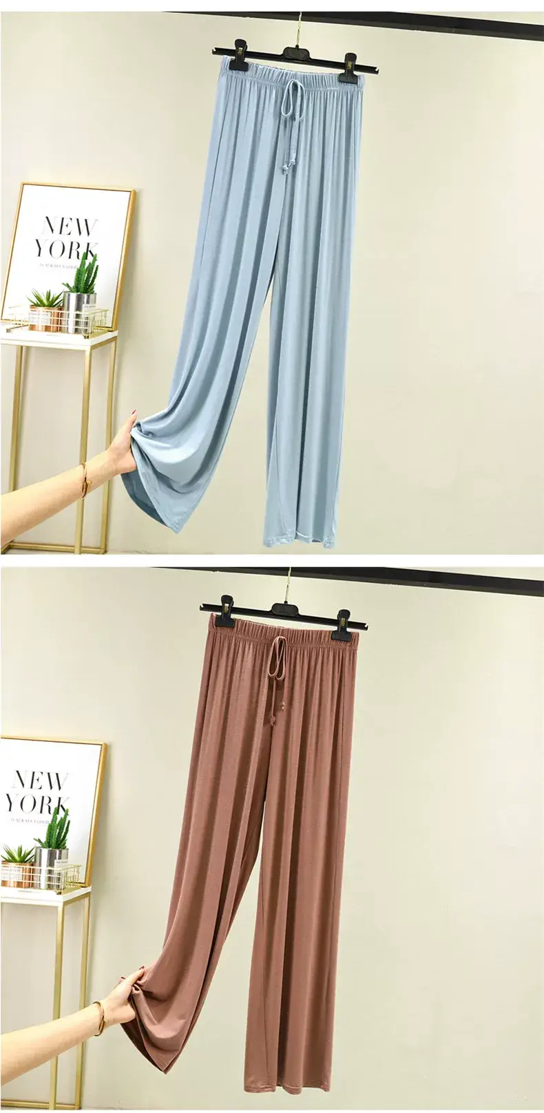 Women's Modal Wide-leg Pants Solid Color High Waist — feature 19