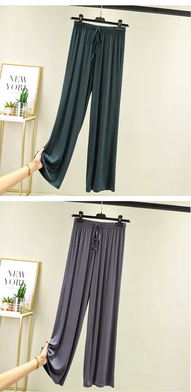 Women's Modal Wide-leg Pants Solid Color High Waist — feature 20