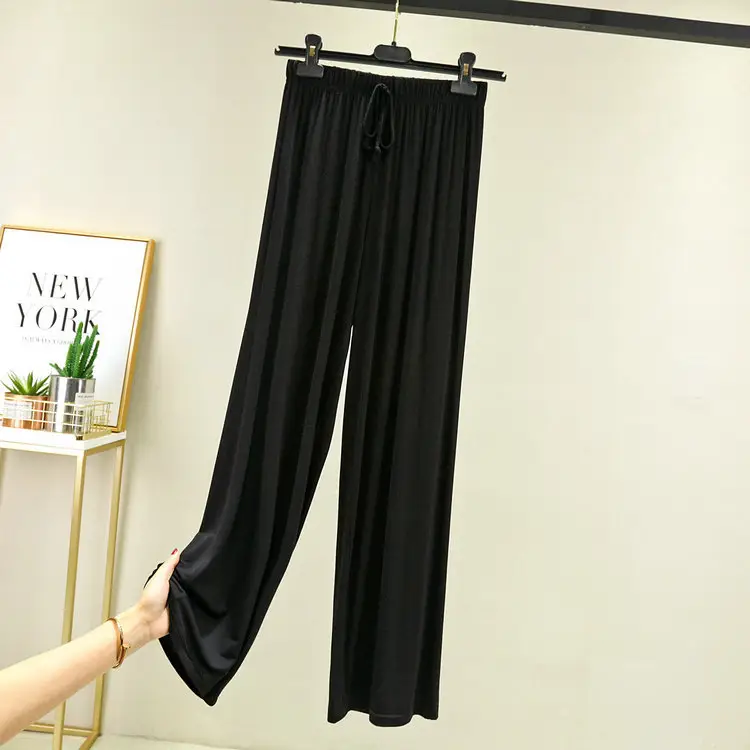 Women's Modal Wide-leg Pants Solid Color High Waist - Image 2
