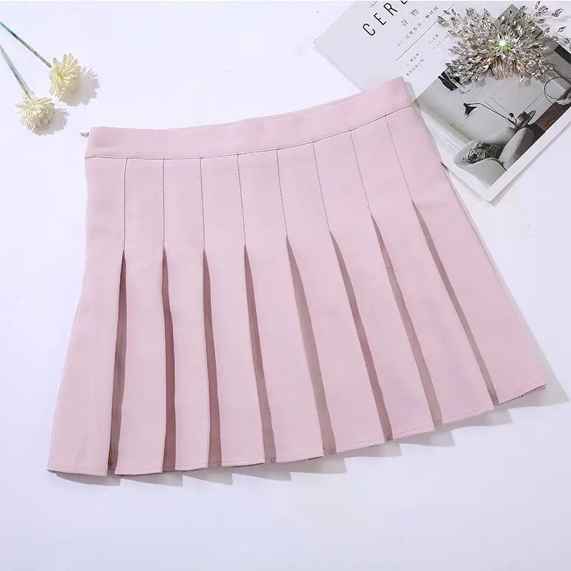 Women's Grey Plaid Pleated Skirt Short Winter A-Line - Image 11