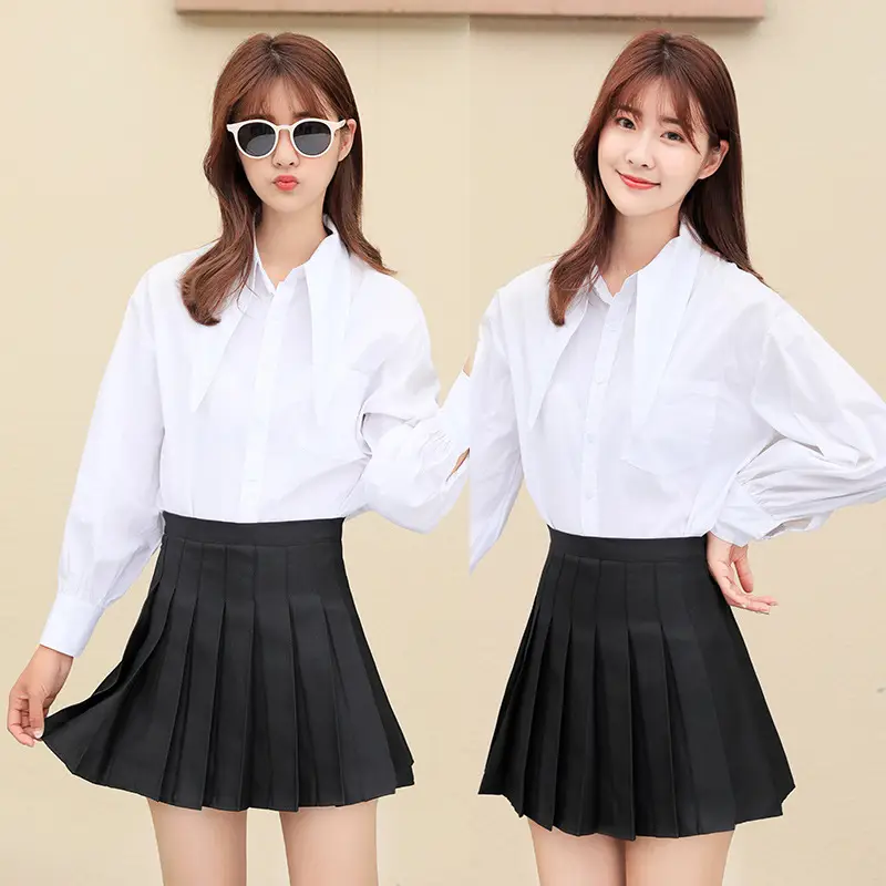 Women's Grey Plaid Pleated Skirt Short Winter A-Line - Image 2