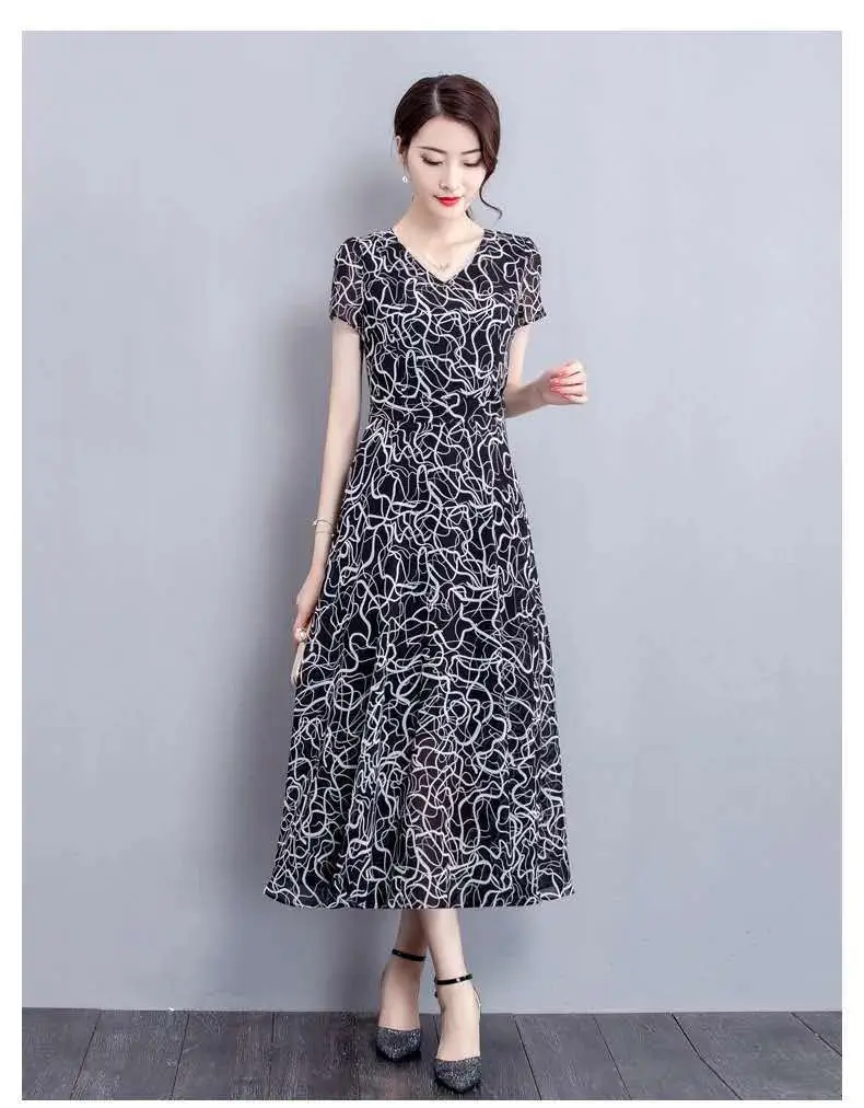 Red Printed A-Line Skirt Dress for Women — feature 7