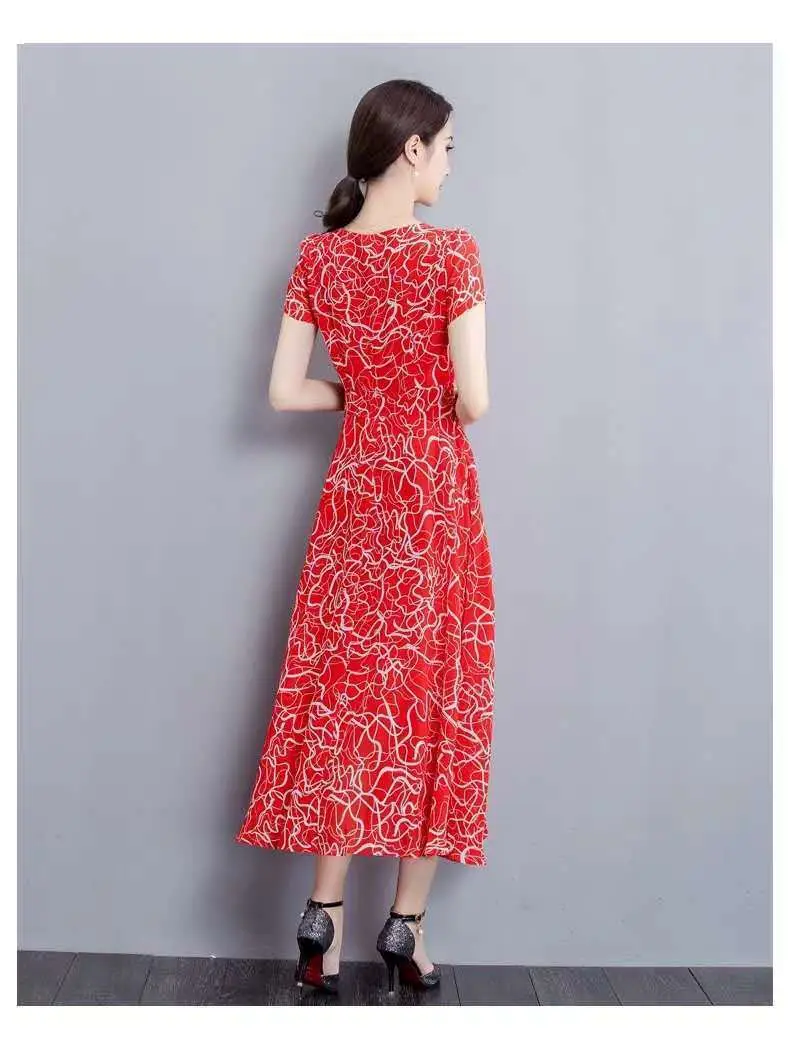 Red Printed A-Line Skirt Dress for Women — feature 8