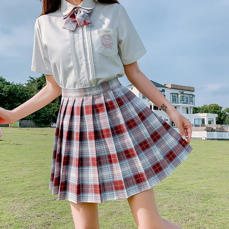 Japanese Style Plaid Pleated Skirt for Women - Image 19