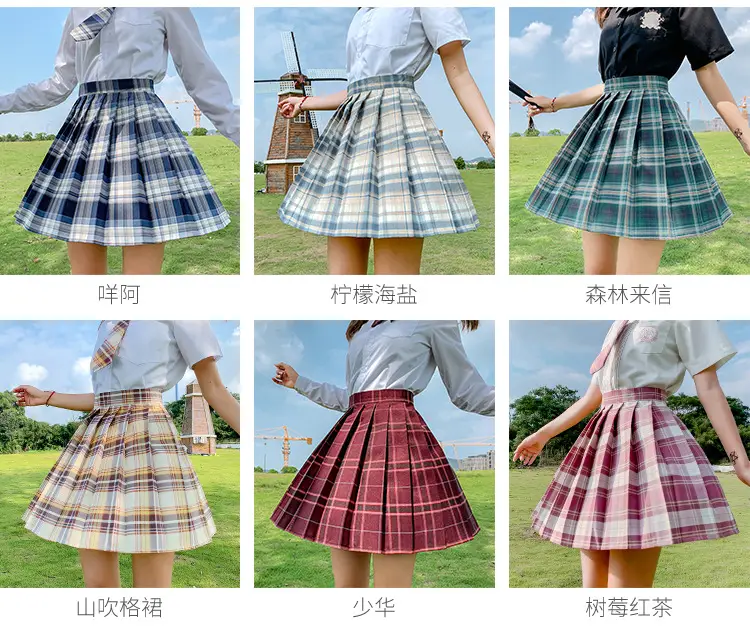 Japanese Style Plaid Pleated Skirt for Women — feature 11