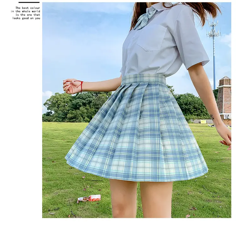 Japanese Style Plaid Pleated Skirt for Women — feature 15