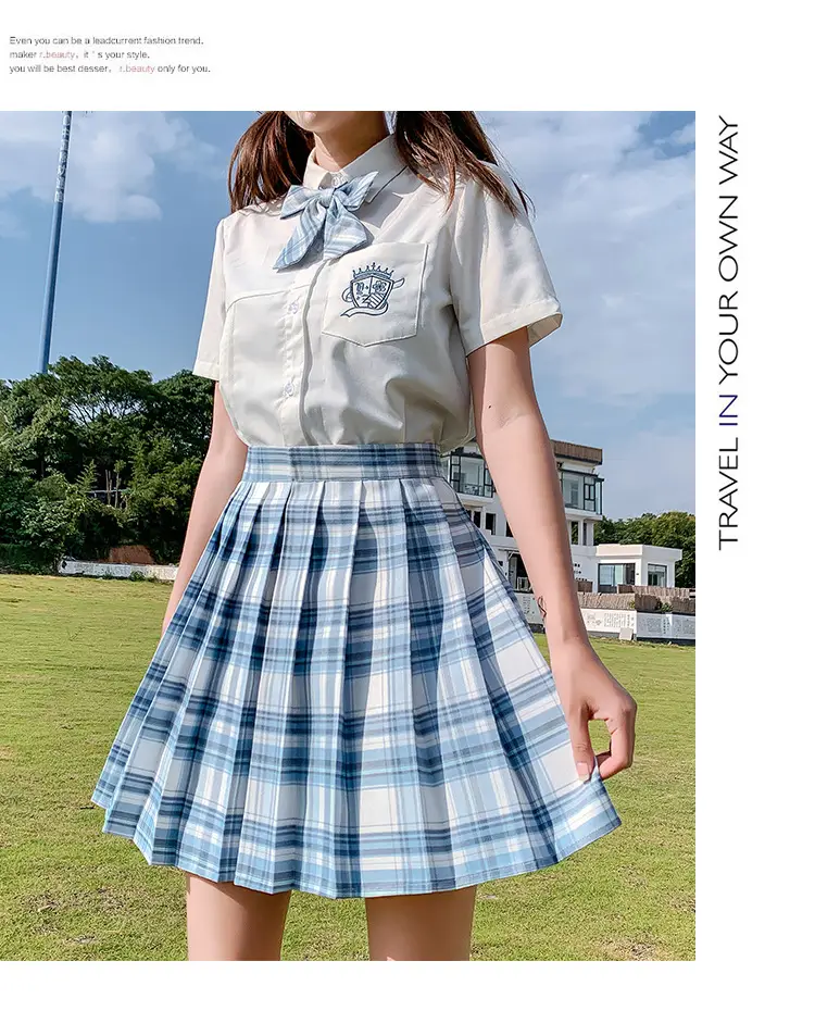 Japanese Style Plaid Pleated Skirt for Women — feature 17