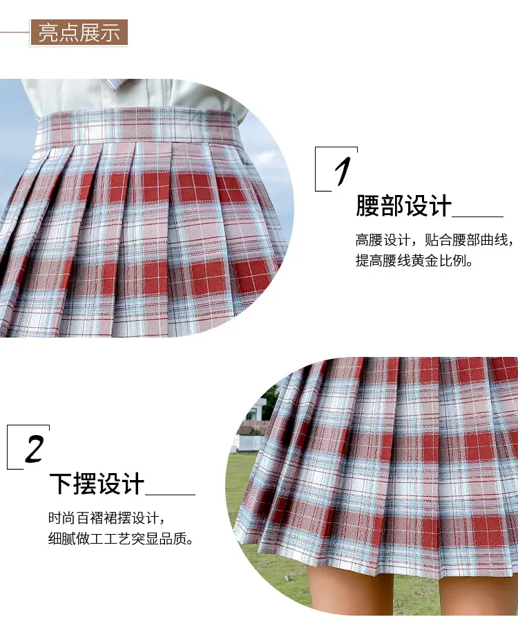 Japanese Style Plaid Pleated Skirt for Women — feature 4