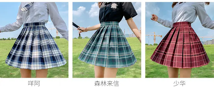 Japanese Style Plaid Pleated Skirt for Women — feature 8