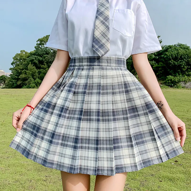 Japanese Style Plaid Pleated Skirt for Women - Image 16