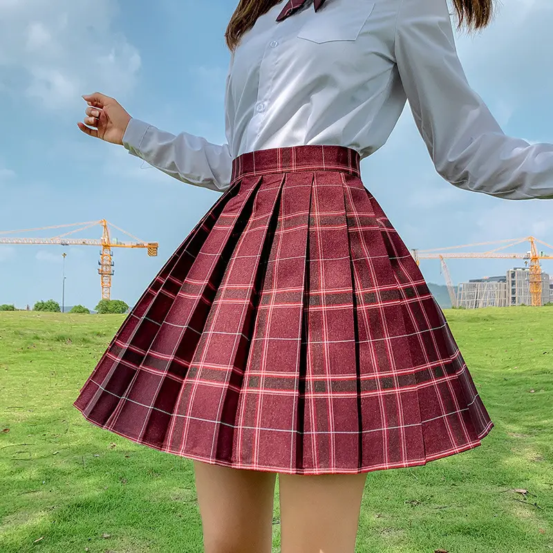 Japanese Style Plaid Pleated Skirt for Women - Image 8