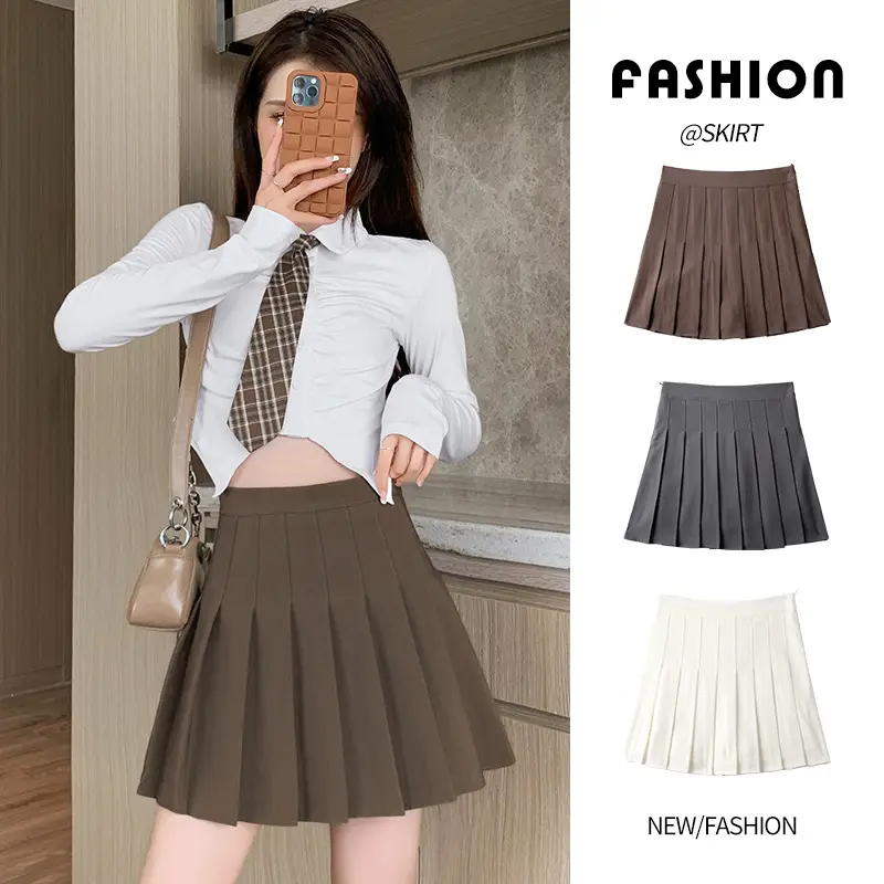 Women Korean-style Pleated Skirt Black Anti-Scratch High Waist - Image 27