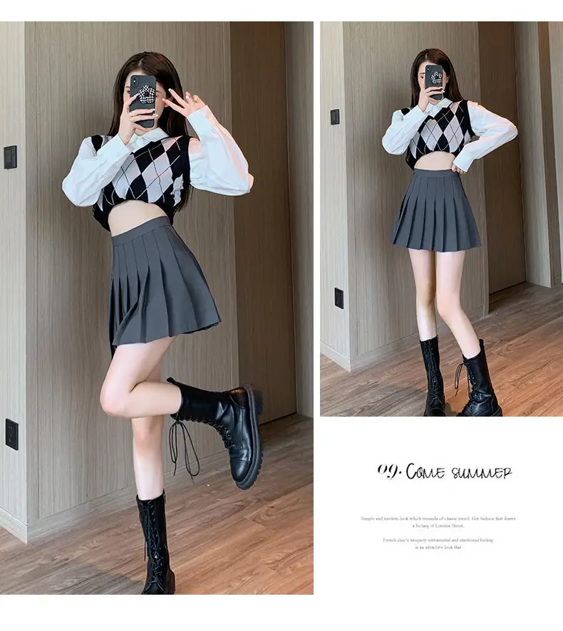 Women Korean-style Pleated Skirt Black Anti-Scratch High Waist — feature 10