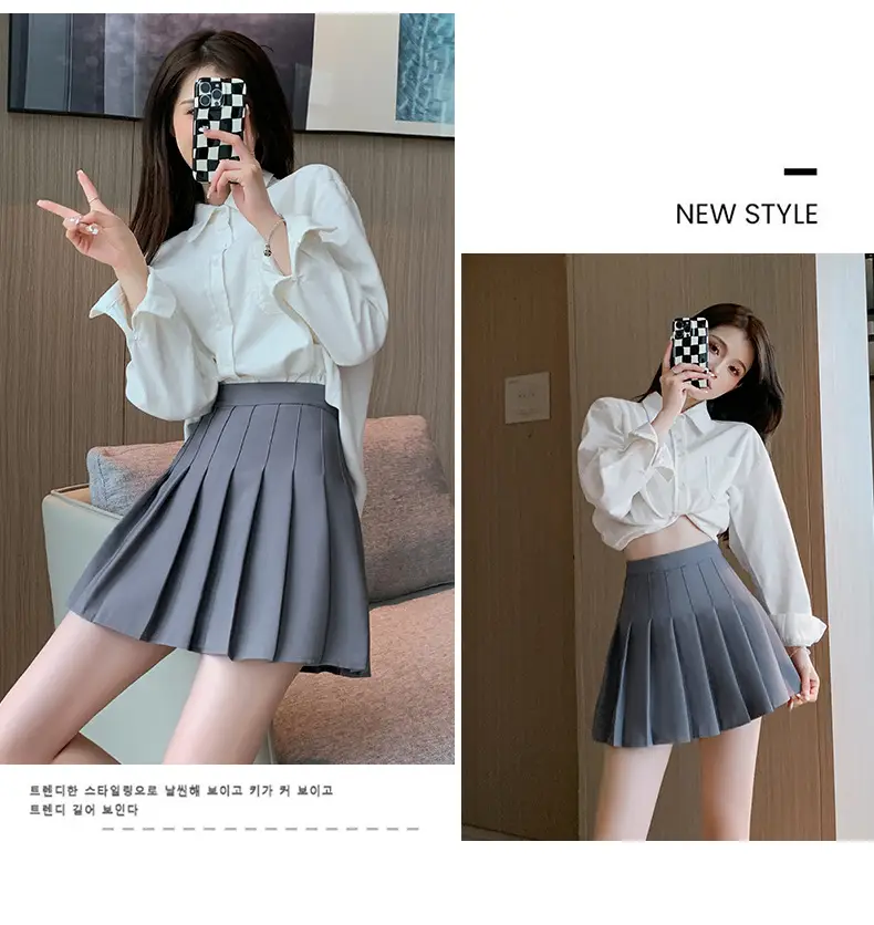 Women Korean-style Pleated Skirt Black Anti-Scratch High Waist — feature 12