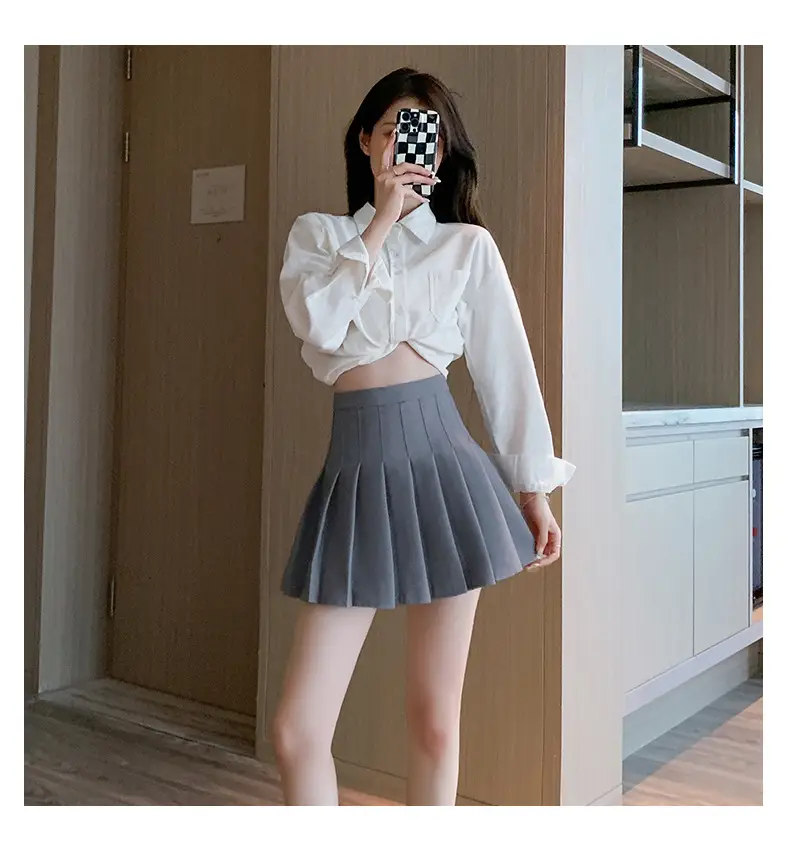 Women Korean-style Pleated Skirt Black Anti-Scratch High Waist — feature 13