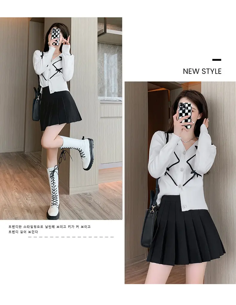 Women Korean-style Pleated Skirt Black Anti-Scratch High Waist — feature 15