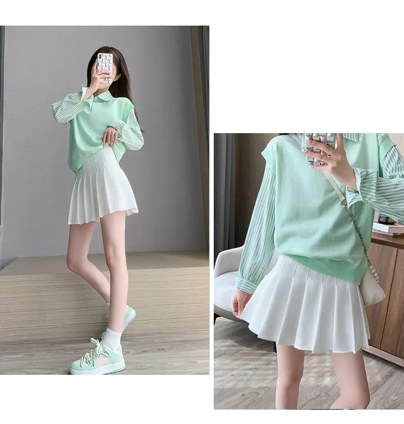 Women Korean-style Pleated Skirt Black Anti-Scratch High Waist — feature 17
