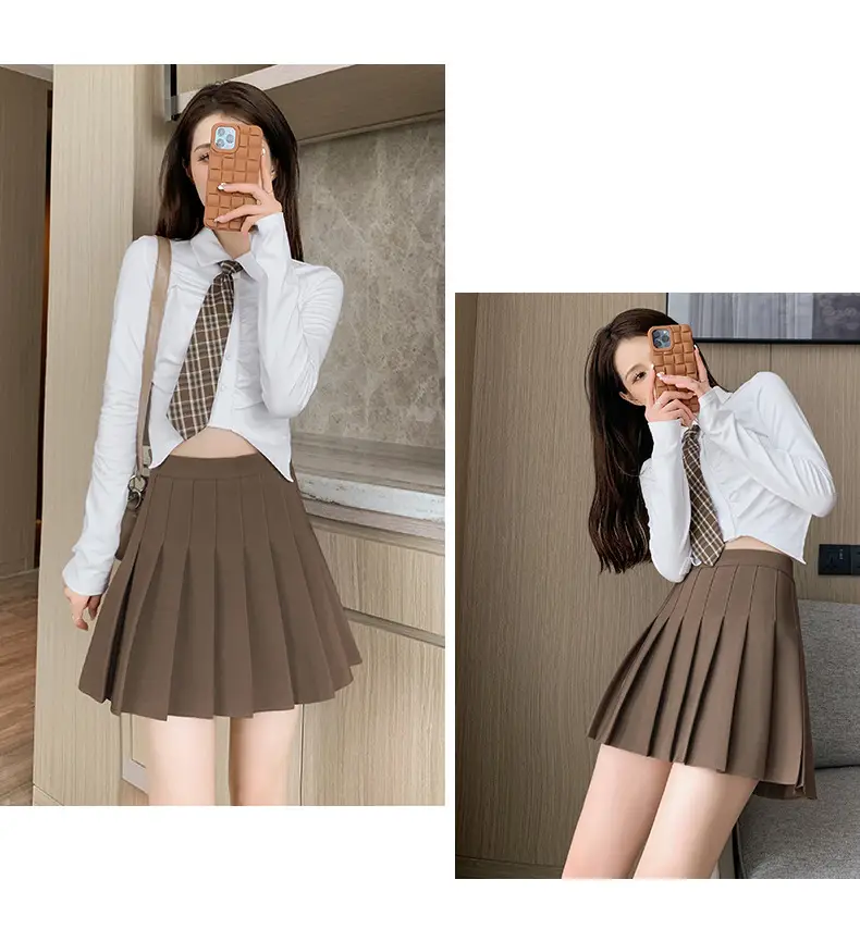 Women Korean-style Pleated Skirt Black Anti-Scratch High Waist — feature 19