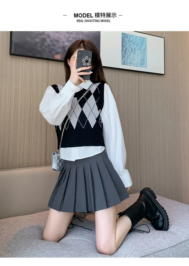 Women Korean-style Pleated Skirt Black Anti-Scratch High Waist — feature 8