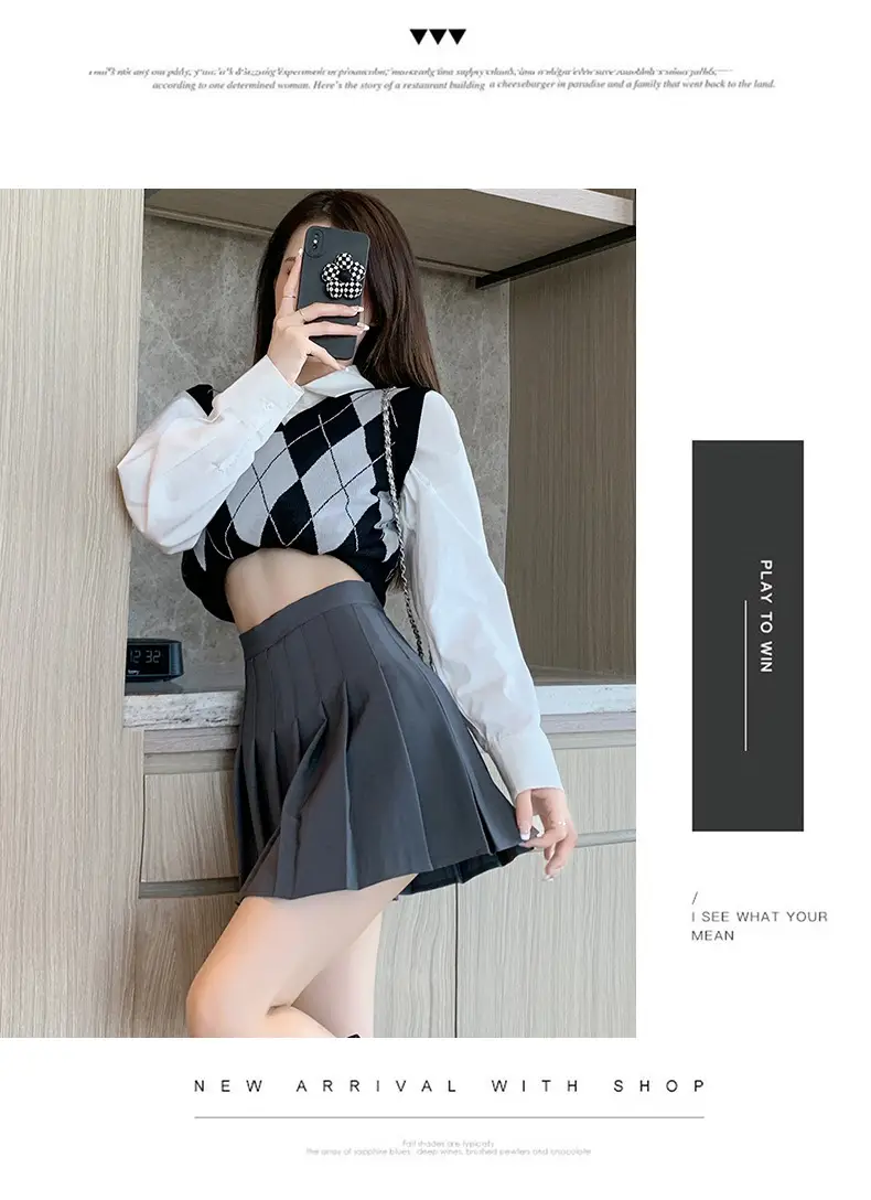 Women Korean-style Pleated Skirt Black Anti-Scratch High Waist — feature 9