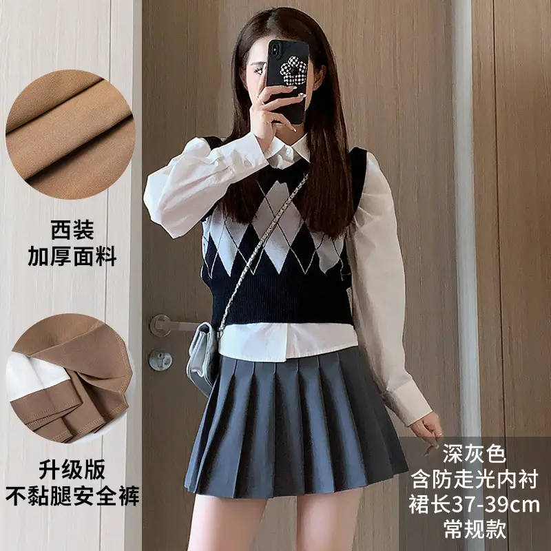 Women Korean-style Pleated Skirt Black Anti-Scratch High Waist - Image 13