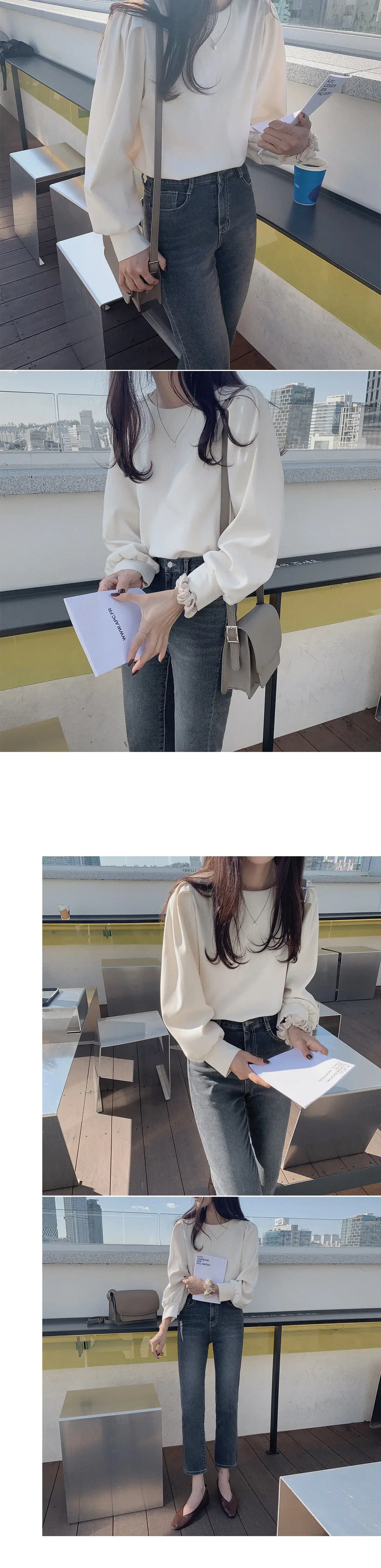 Women's Grey Long Sleeve Round Neck Top — feature 3