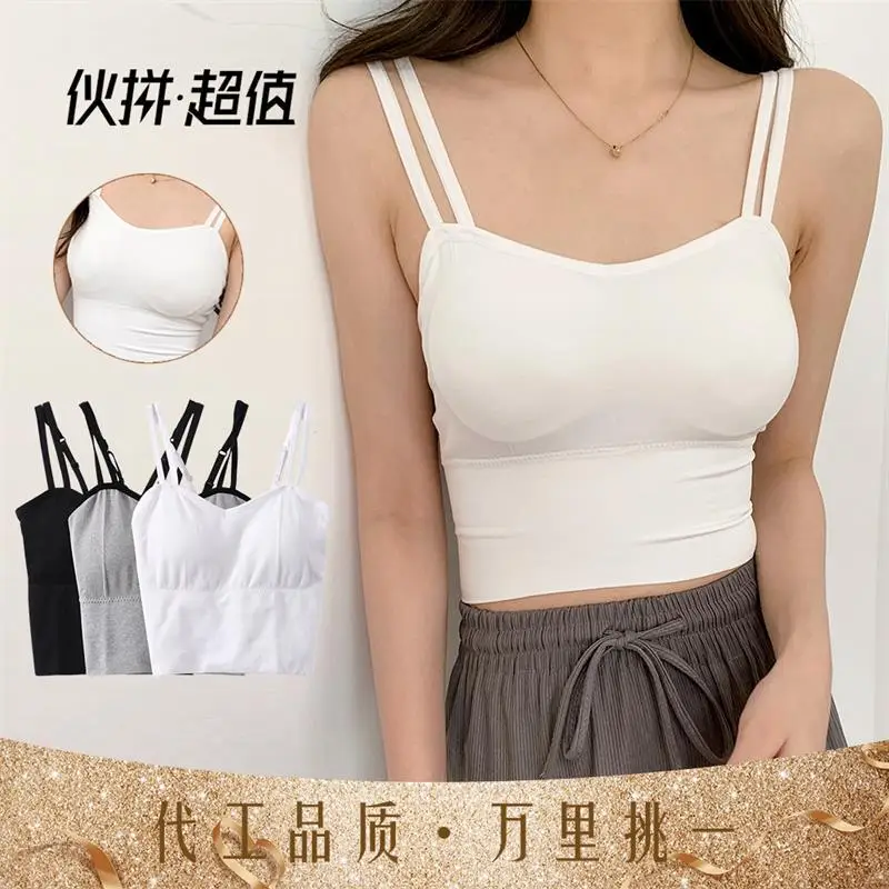 Women Sleeveless Back Top Camisole Vest Black White Gray