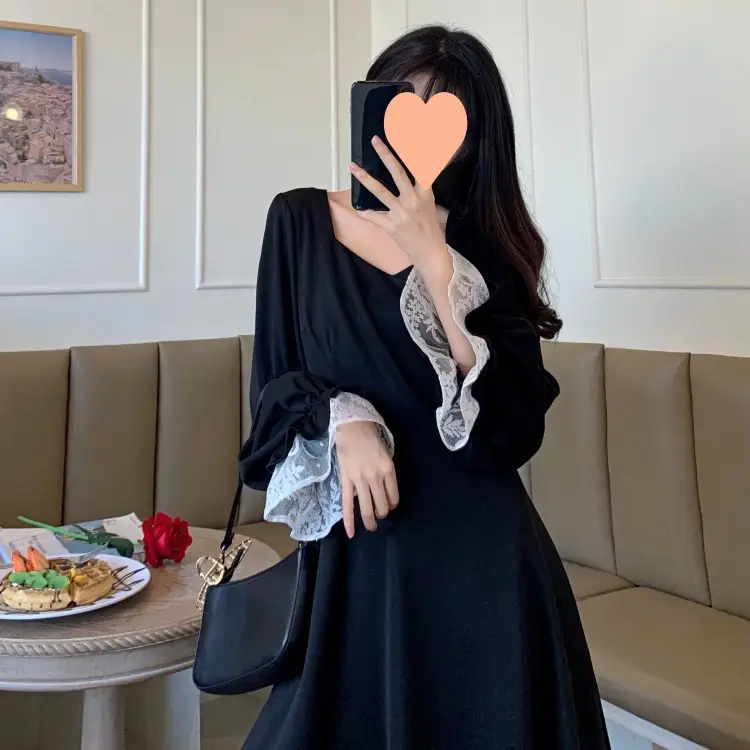 2023 New Plus Size Women's Black Skirt Fat mm Age-Reducing Western Style Slimming Dress — feature 34