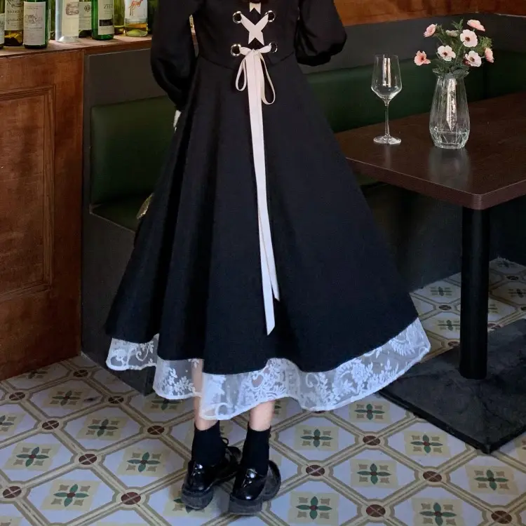 2023 New Plus Size Women's Black Skirt Fat mm Age-Reducing Western Style Slimming Dress — feature 49