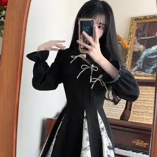 2023 New Plus Size Women's Black Skirt Fat mm Age-Reducing Western Style Slimming Dress — feature 9