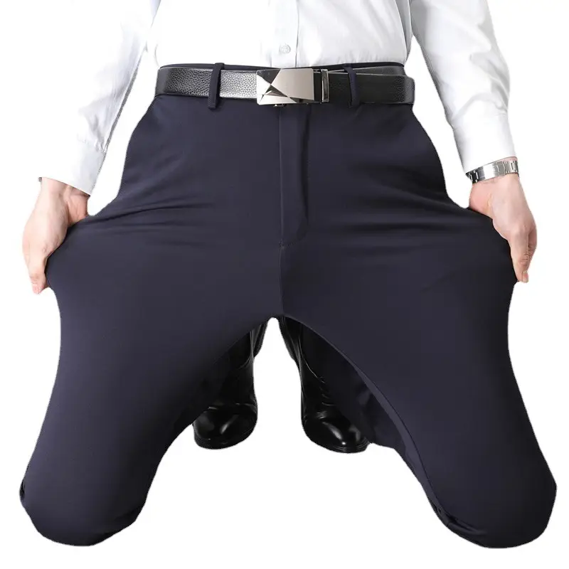 Men's Business Casual Thin Stretch Western Pants Black - Image 12