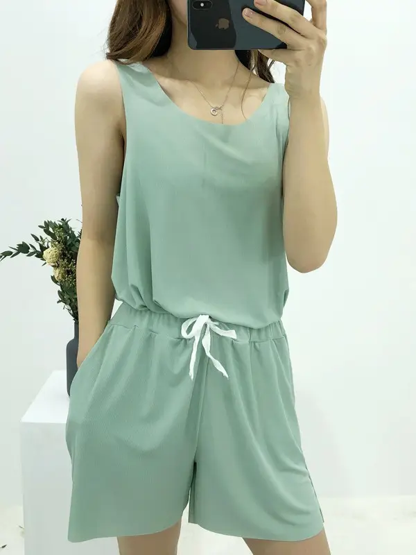 Women's Pink Ice Silk Wide Leg Shorts