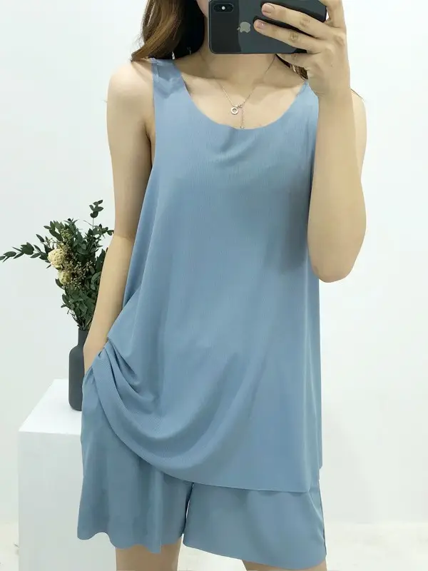 Women's Pink Ice Silk Wide Leg Shorts