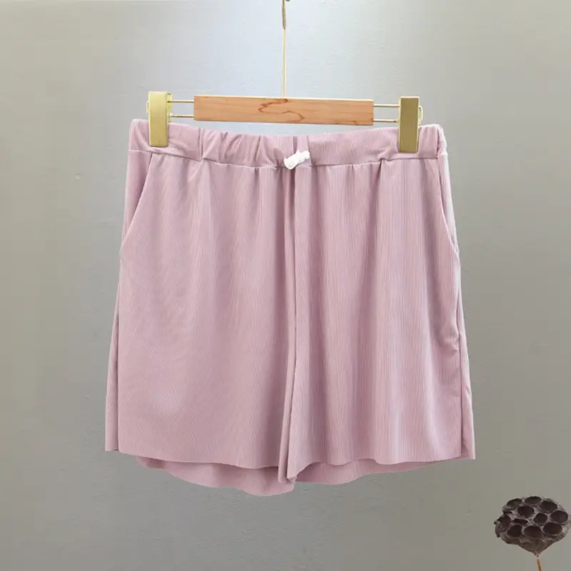 Women's Pink Ice Silk Wide Leg Shorts