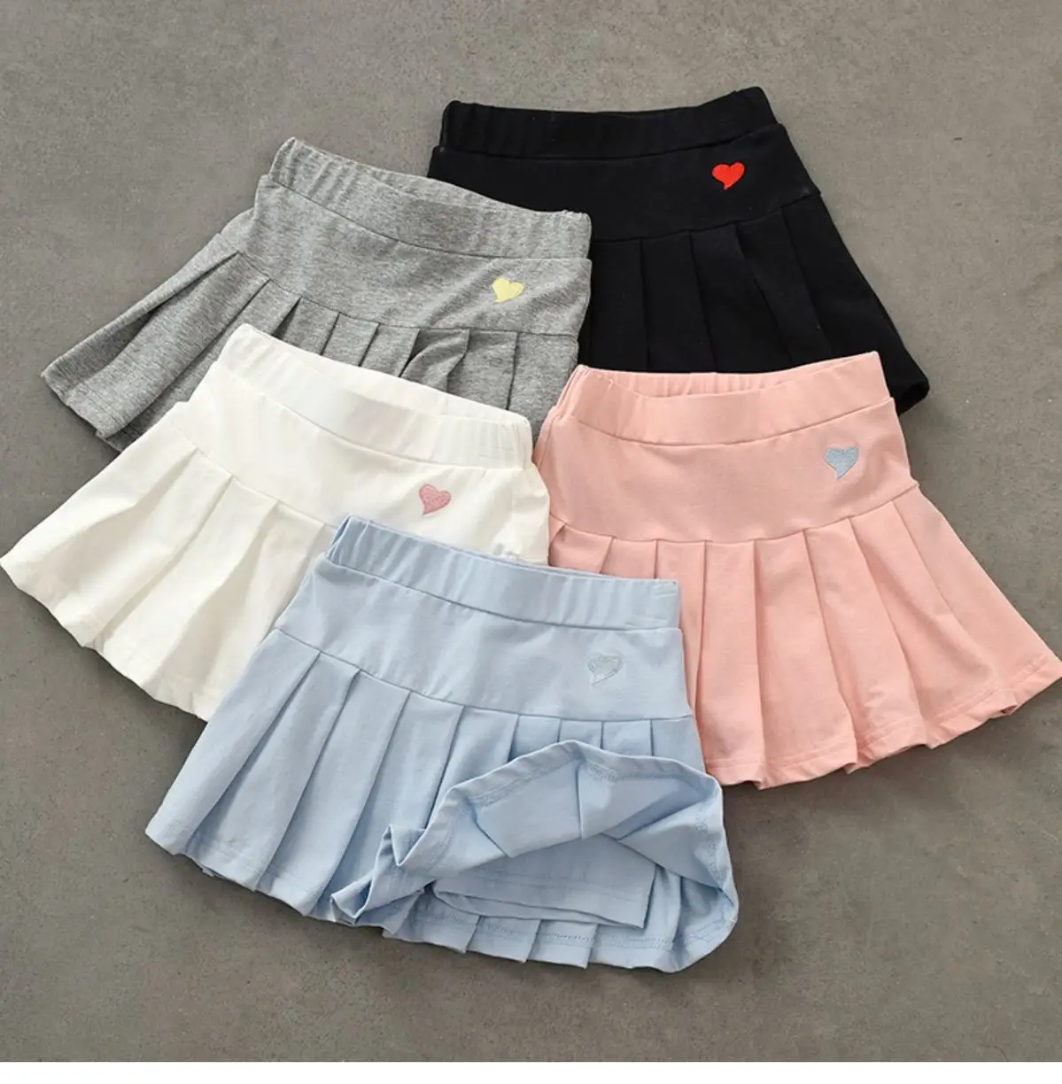 Kids Pleated Skirts Set of 4 Cotton Medium to XL — feature 4