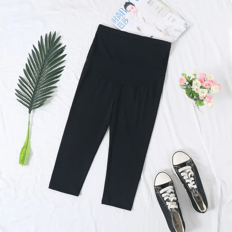 Pregnant Women's Grey Stretch Leggings Pants - Image 2