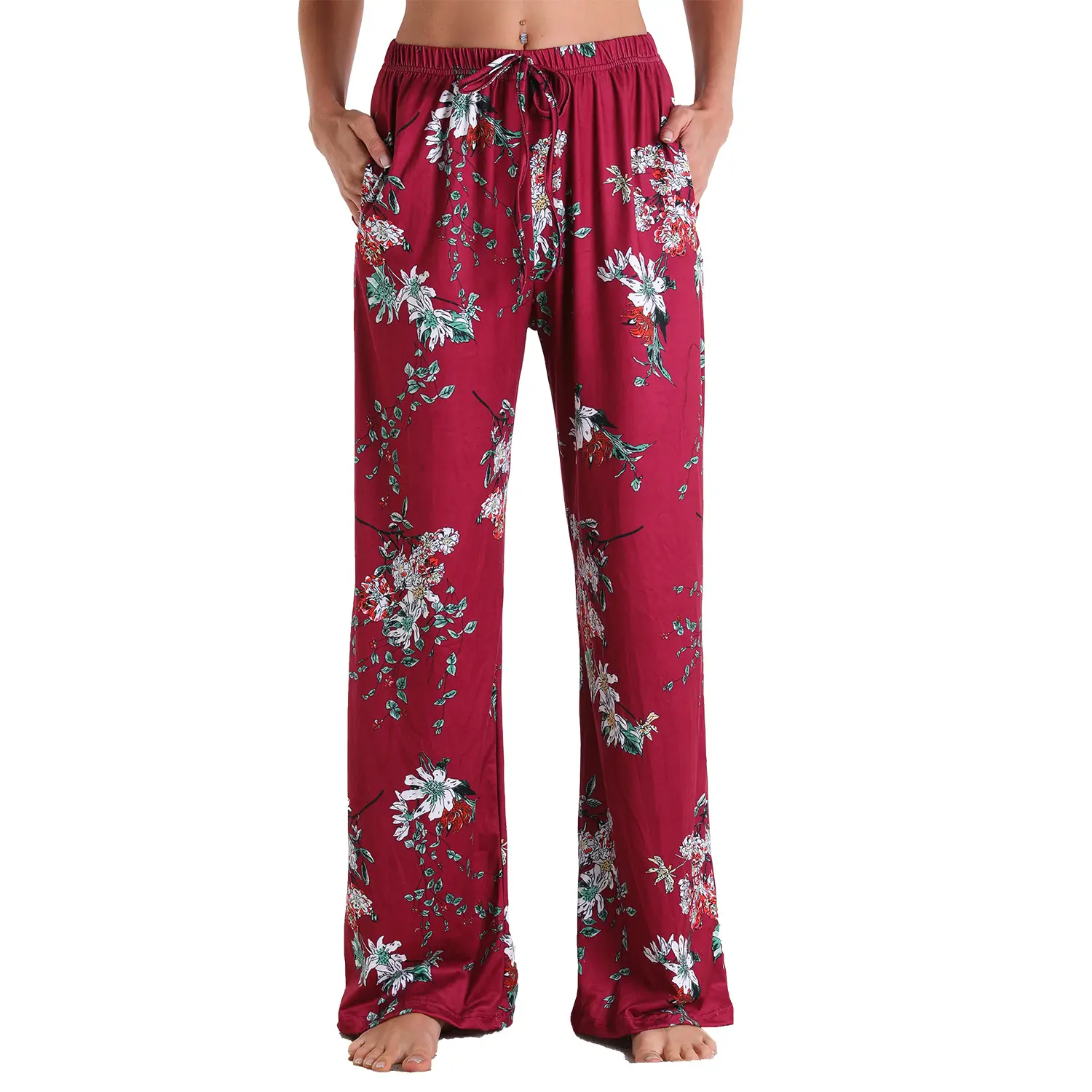 Plaid Flared Pants for Women Red Blue White