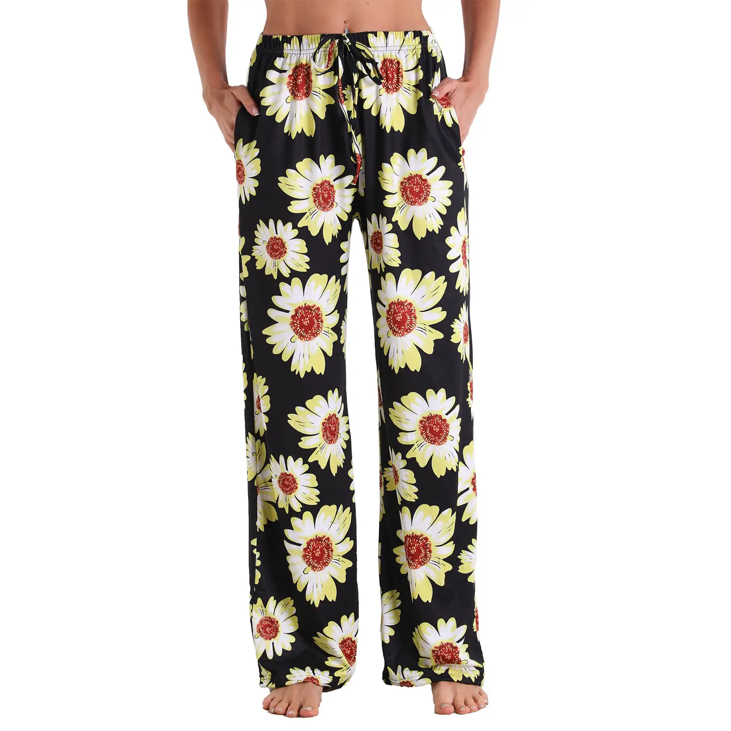 Plaid Flared Pants for Women Red Blue White
