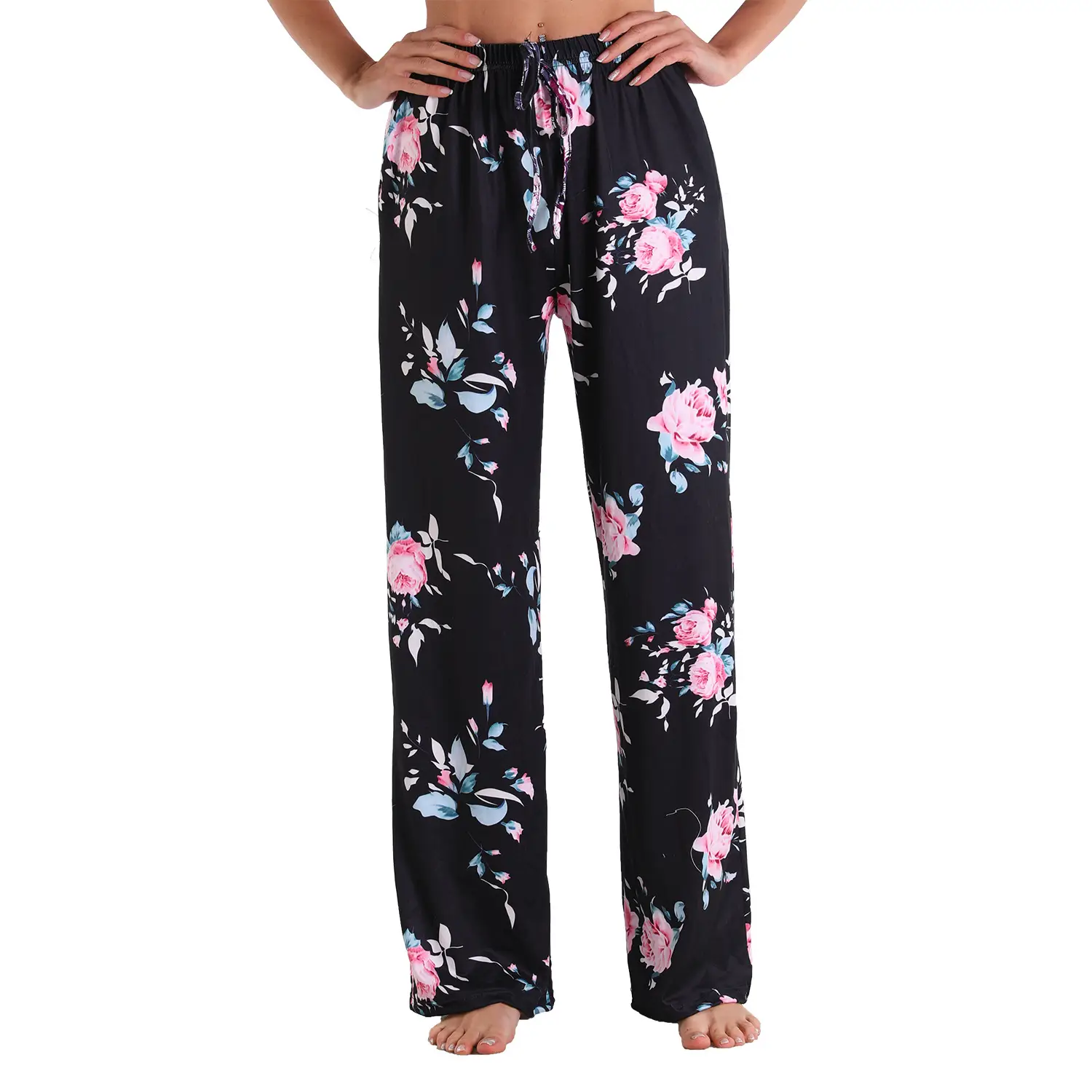 Plaid Flared Pants for Women Red Blue White