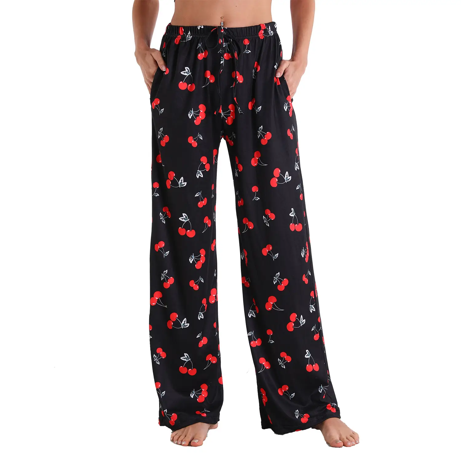 Plaid Flared Pants for Women Red Blue White