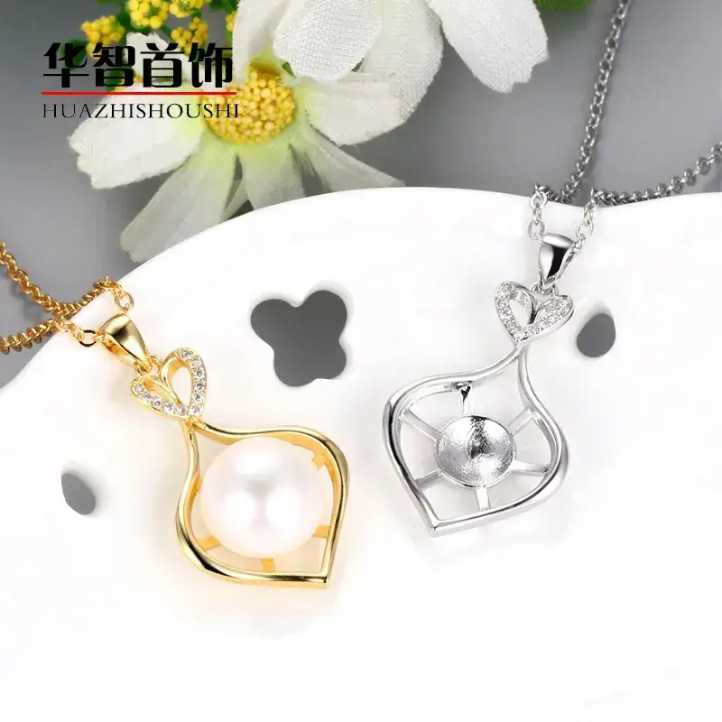 Heart Shaped Pearl Pendant Set Silver Gold Chain - Image 4