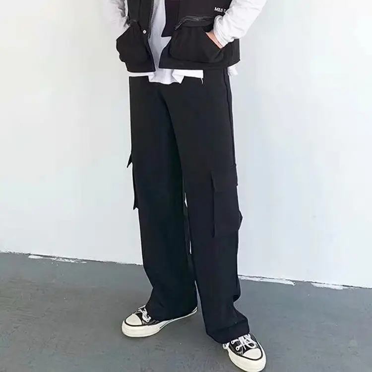 Men's Korean Style Loose Fit Trousers Grey Black Drop Shipping - Image 3