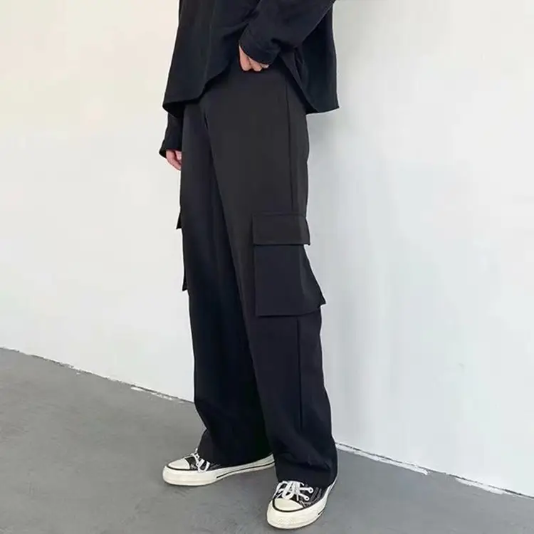 Men's Korean Style Loose Fit Trousers Grey Black Drop Shipping - Image 4