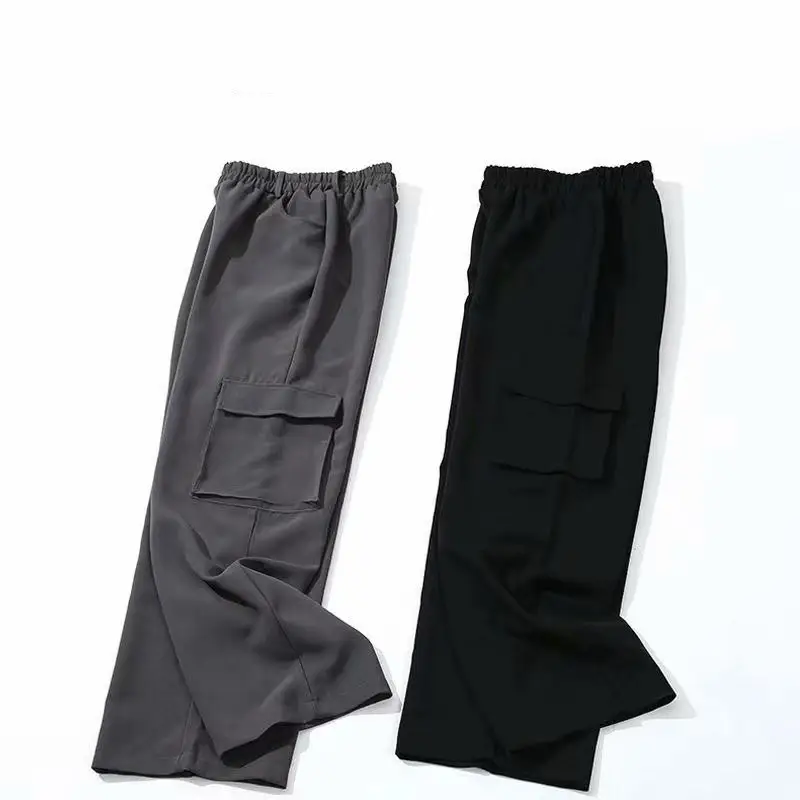Men's Korean Style Loose Fit Trousers Grey Black Drop Shipping - Image 6