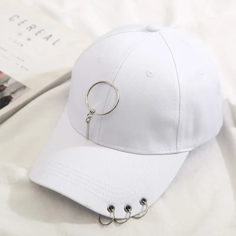 Black Korean Style Duck Hat with Hoop & Chain - Image 11