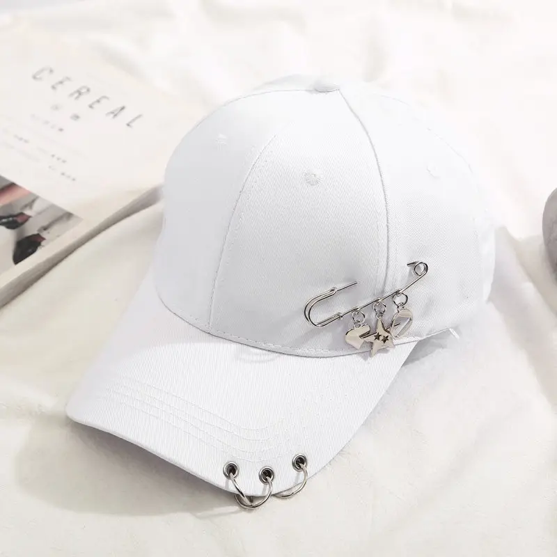 Black Korean Style Duck Hat with Hoop & Chain - Image 2