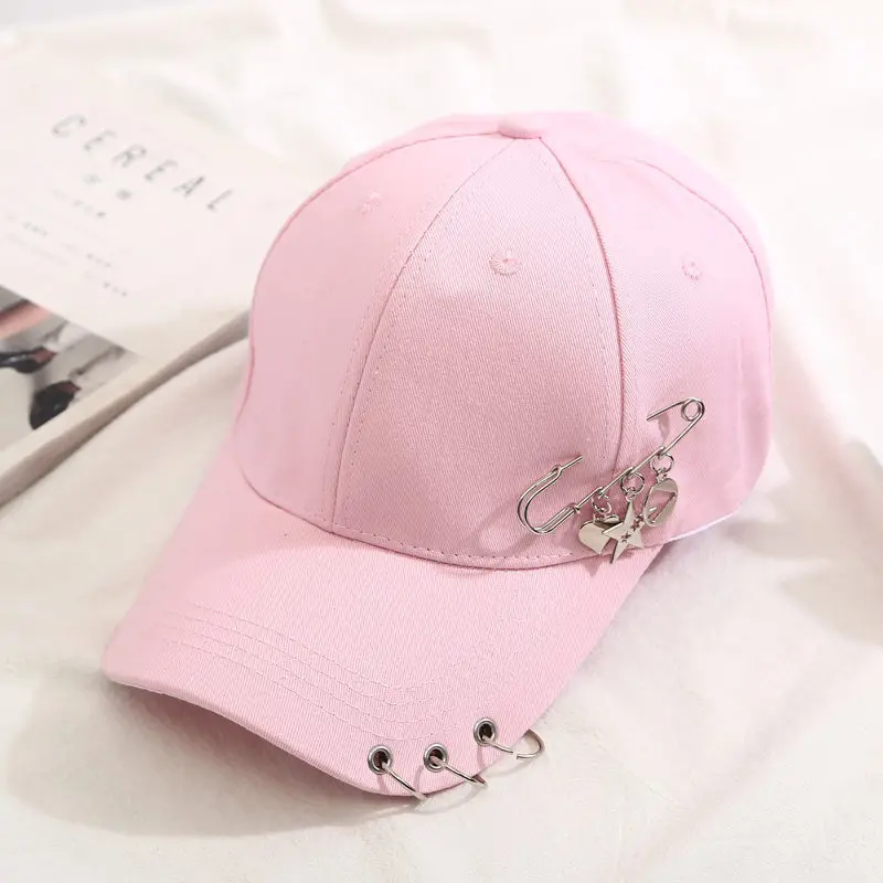 Black Korean Style Duck Hat with Hoop & Chain - Image 3