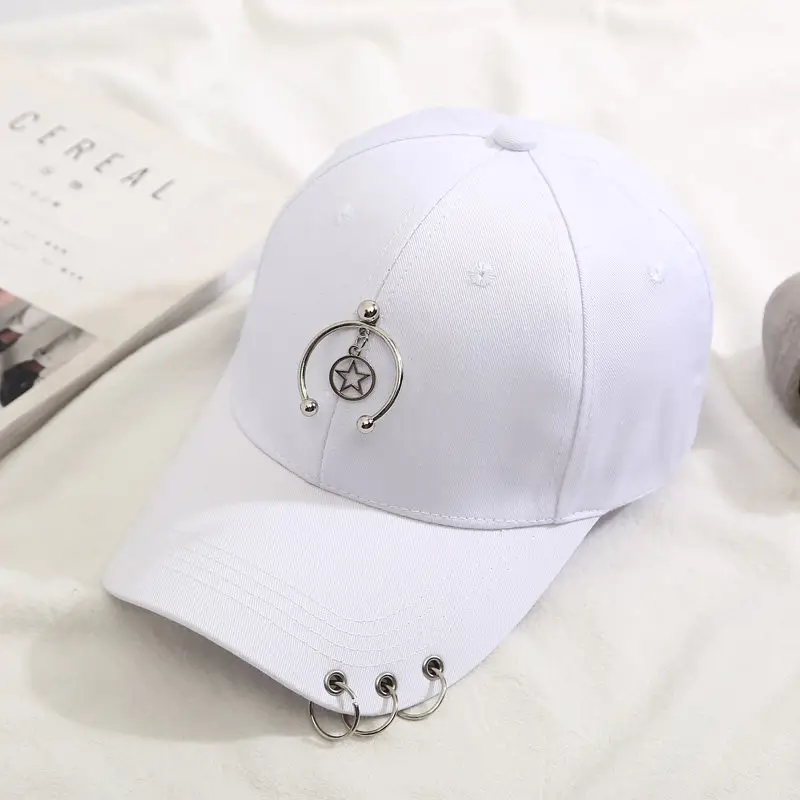 Black Korean Style Duck Hat with Hoop & Chain - Image 5